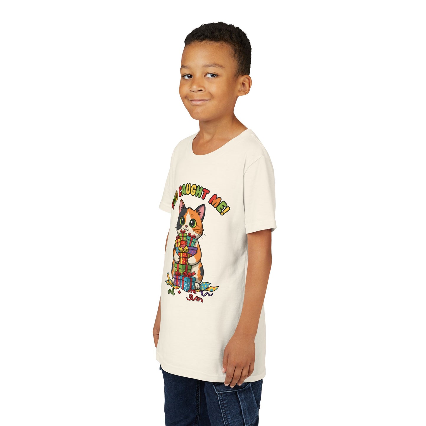 'You Caught Me' Design - Cat Themed Youth Short Sleeve Tee