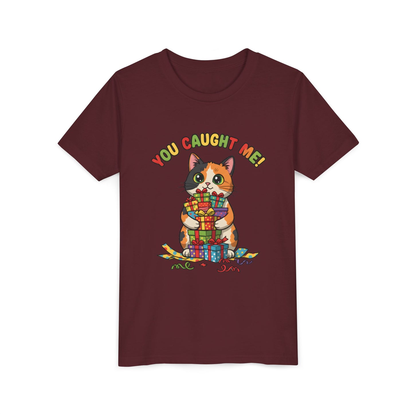 'You Caught Me' Design - Cat Themed Youth Short Sleeve Tee