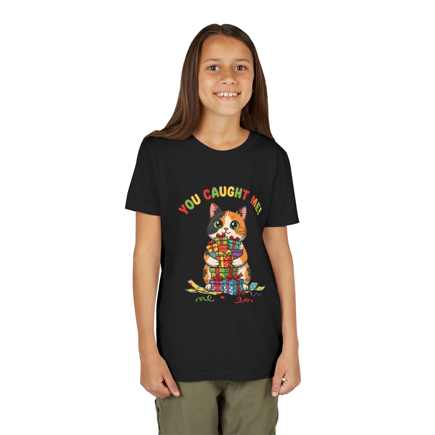 'You Caught Me' Design - Cat Themed Youth Short Sleeve Tee