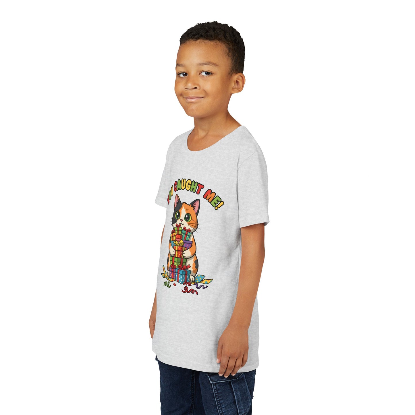 'You Caught Me' Design - Cat Themed Youth Short Sleeve Tee