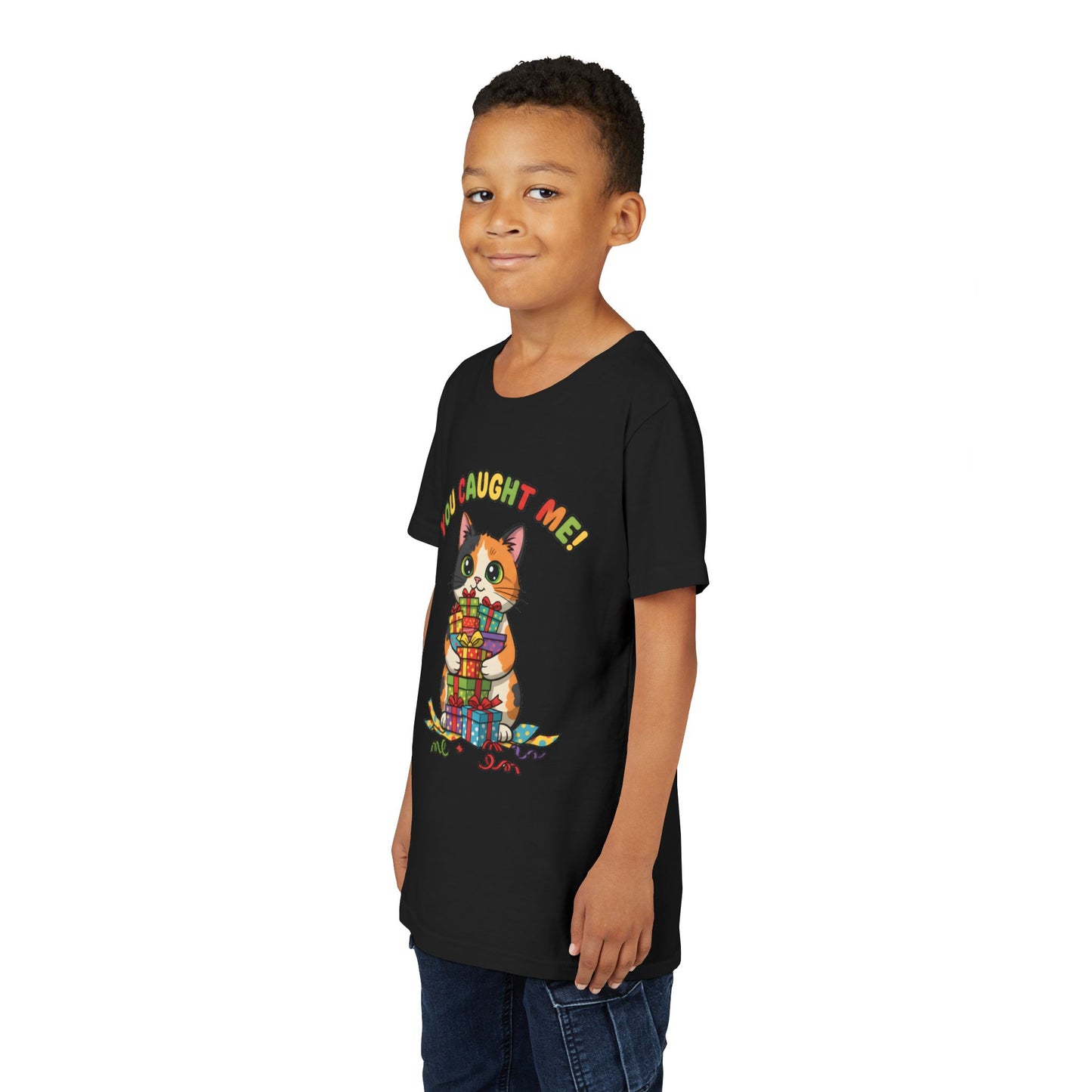 'You Caught Me' Design - Cat Themed Youth Short Sleeve Tee
