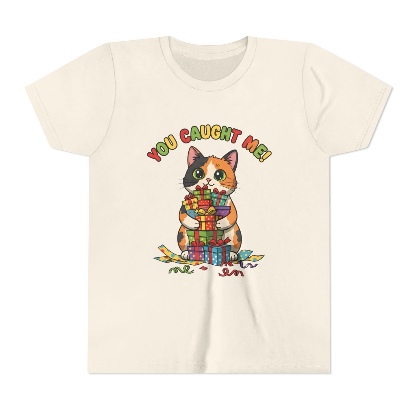 'You Caught Me' Design - Cat Themed Youth Short Sleeve Tee
