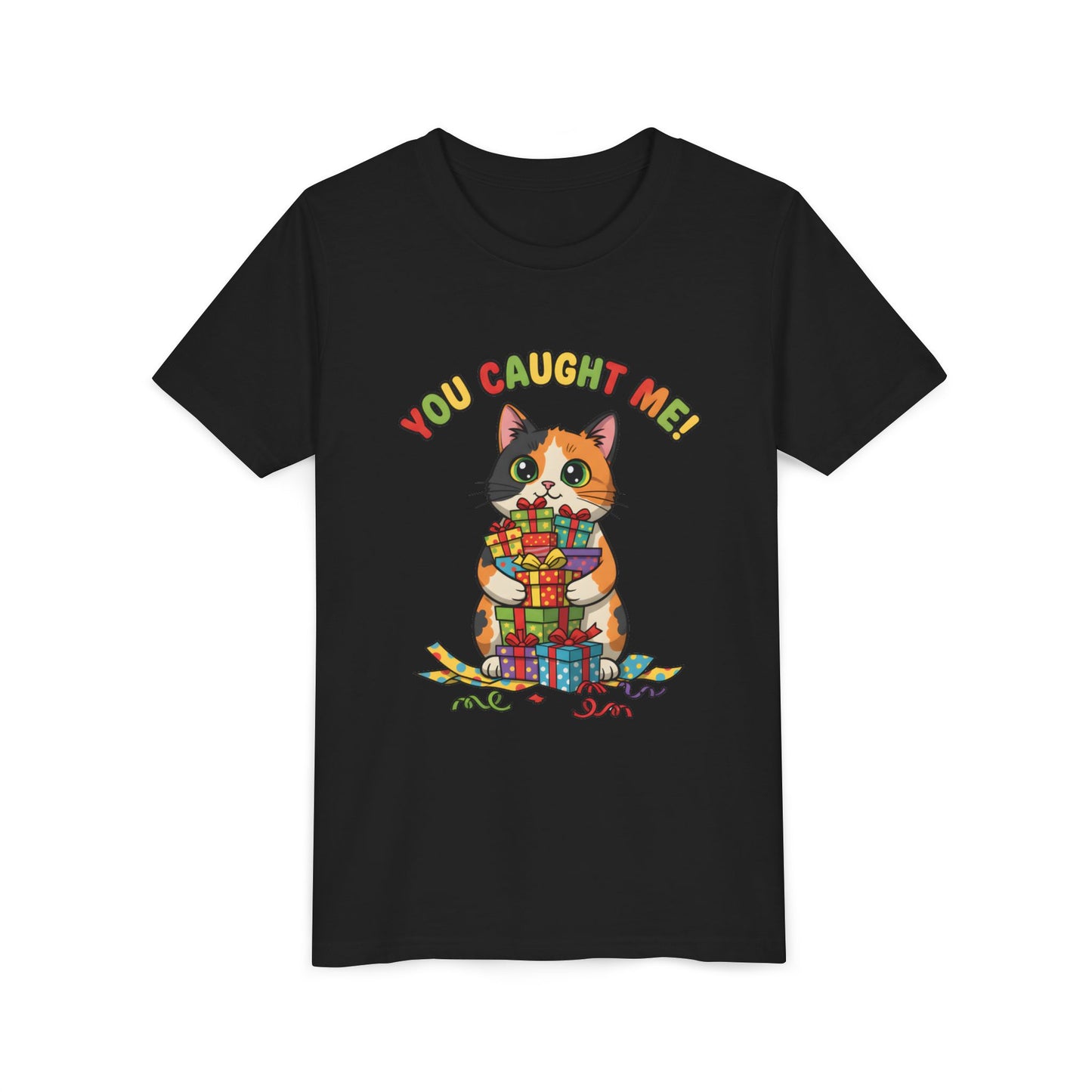 'You Caught Me' Design - Cat Themed Youth Short Sleeve Tee
