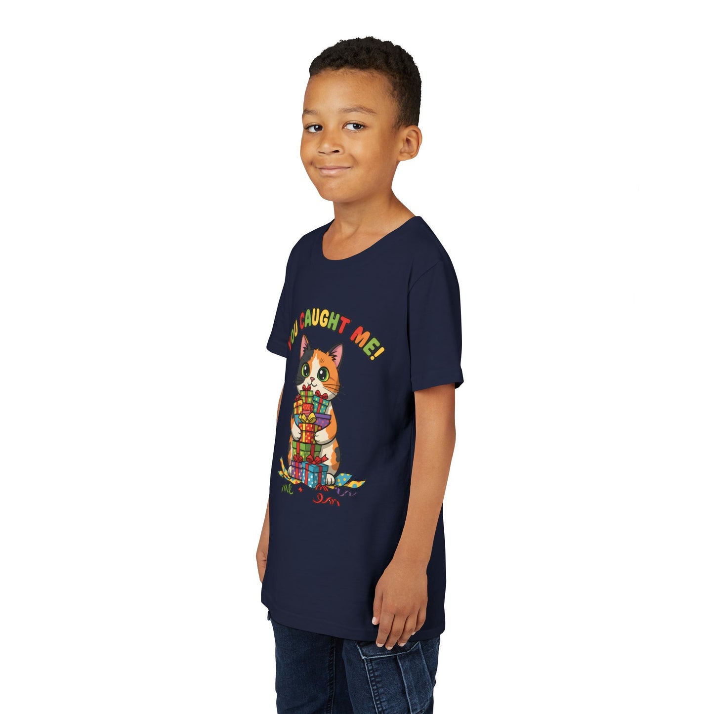 'You Caught Me' Design - Cat Themed Youth Short Sleeve Tee