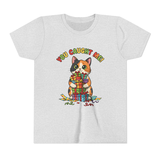 'You Caught Me' Design - Cat Themed Youth Short Sleeve Tee