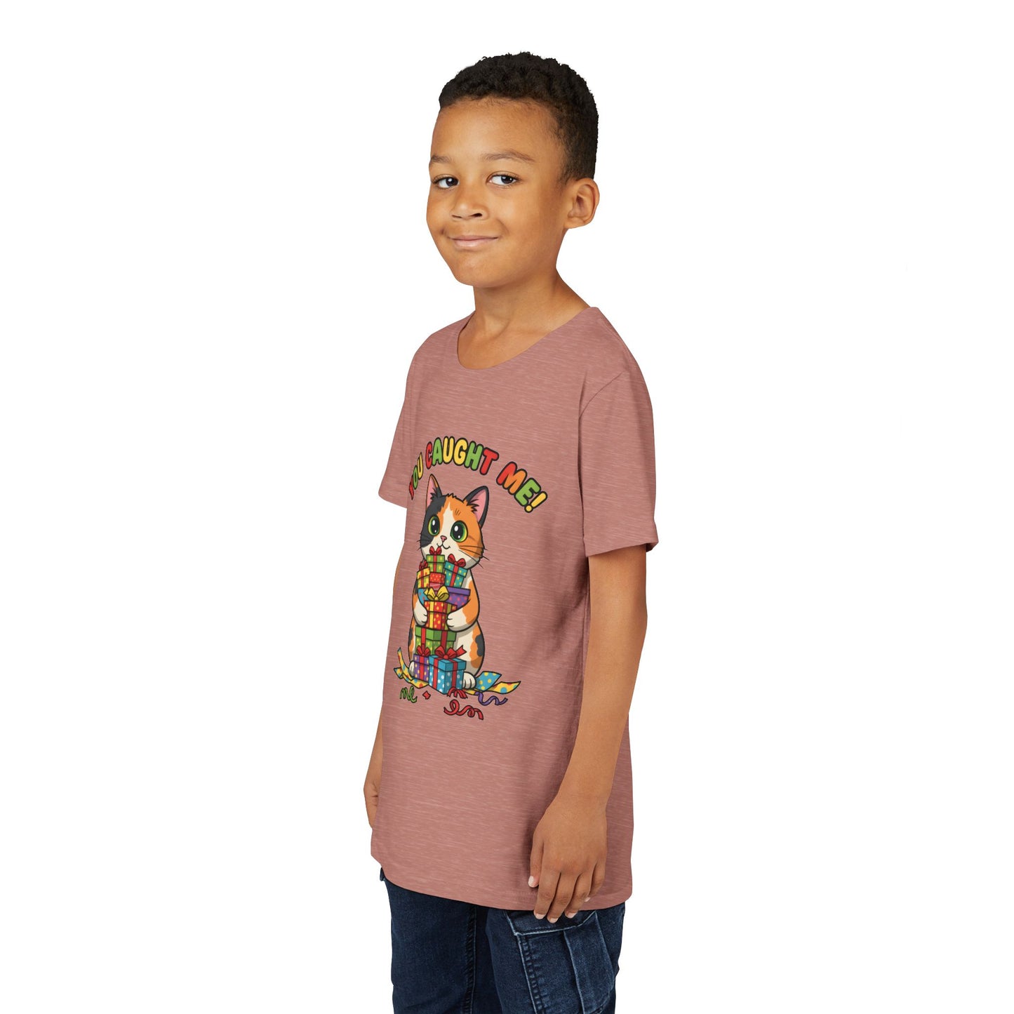 'You Caught Me' Design - Cat Themed Youth Short Sleeve Tee