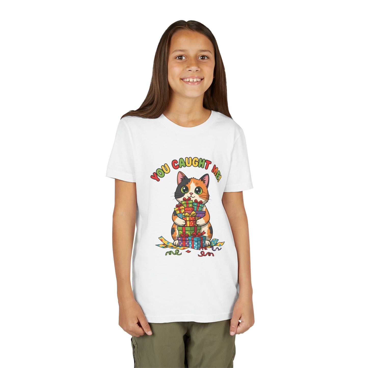 'You Caught Me' Design - Cat Themed Youth Short Sleeve Tee