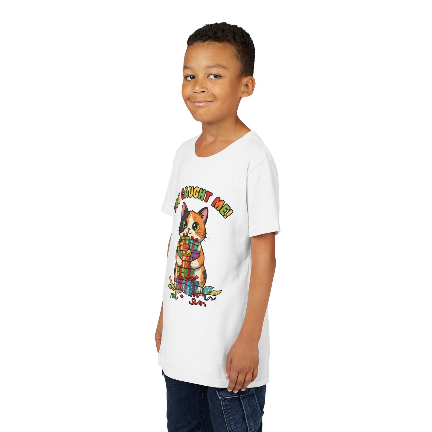 'You Caught Me' Design - Cat Themed Youth Short Sleeve Tee