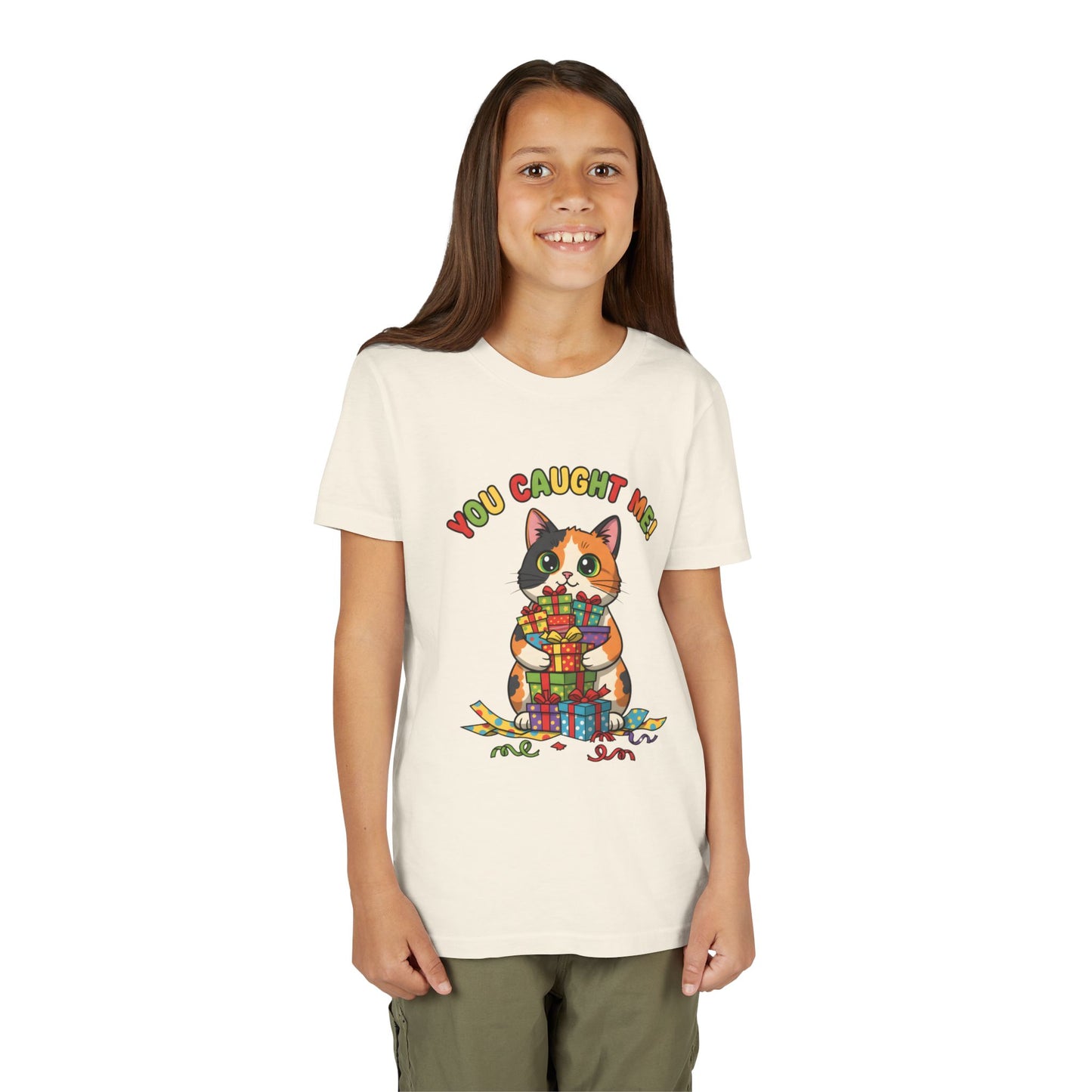 'You Caught Me' Design - Cat Themed Youth Short Sleeve Tee