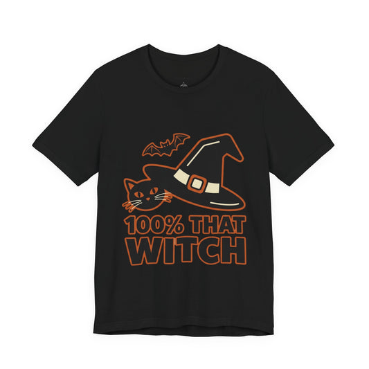 100% That Witch Halloween Cat Jersey Tee