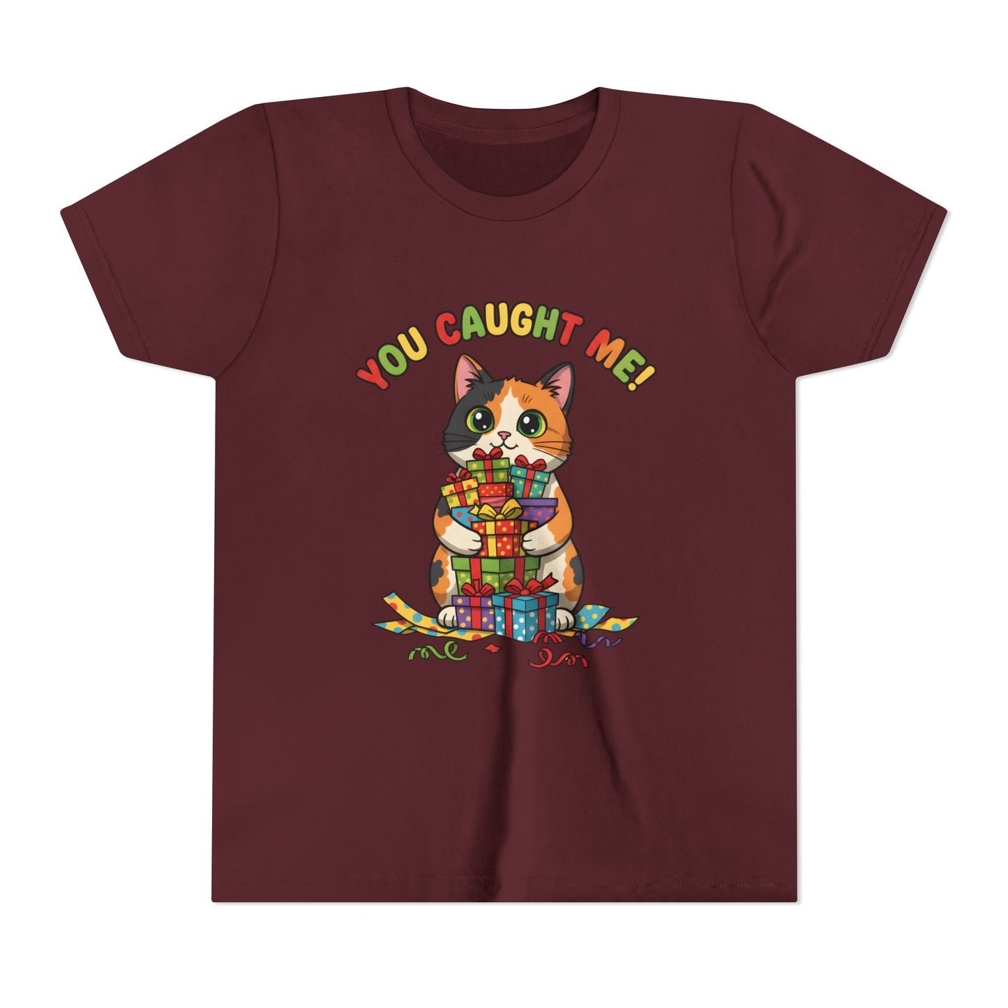 'You Caught Me' Design - Cat Themed Youth Short Sleeve Tee
