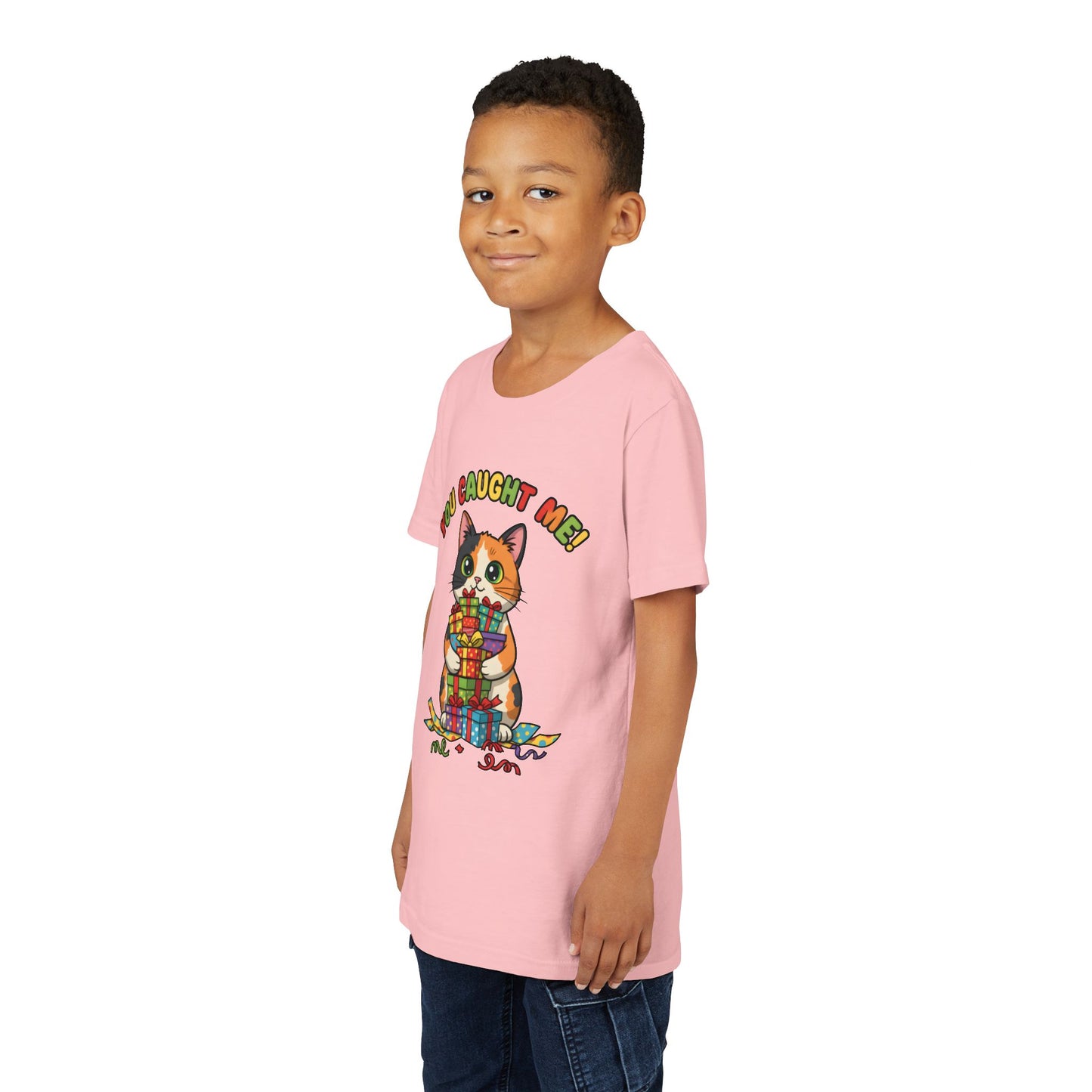 'You Caught Me' Design - Cat Themed Youth Short Sleeve Tee