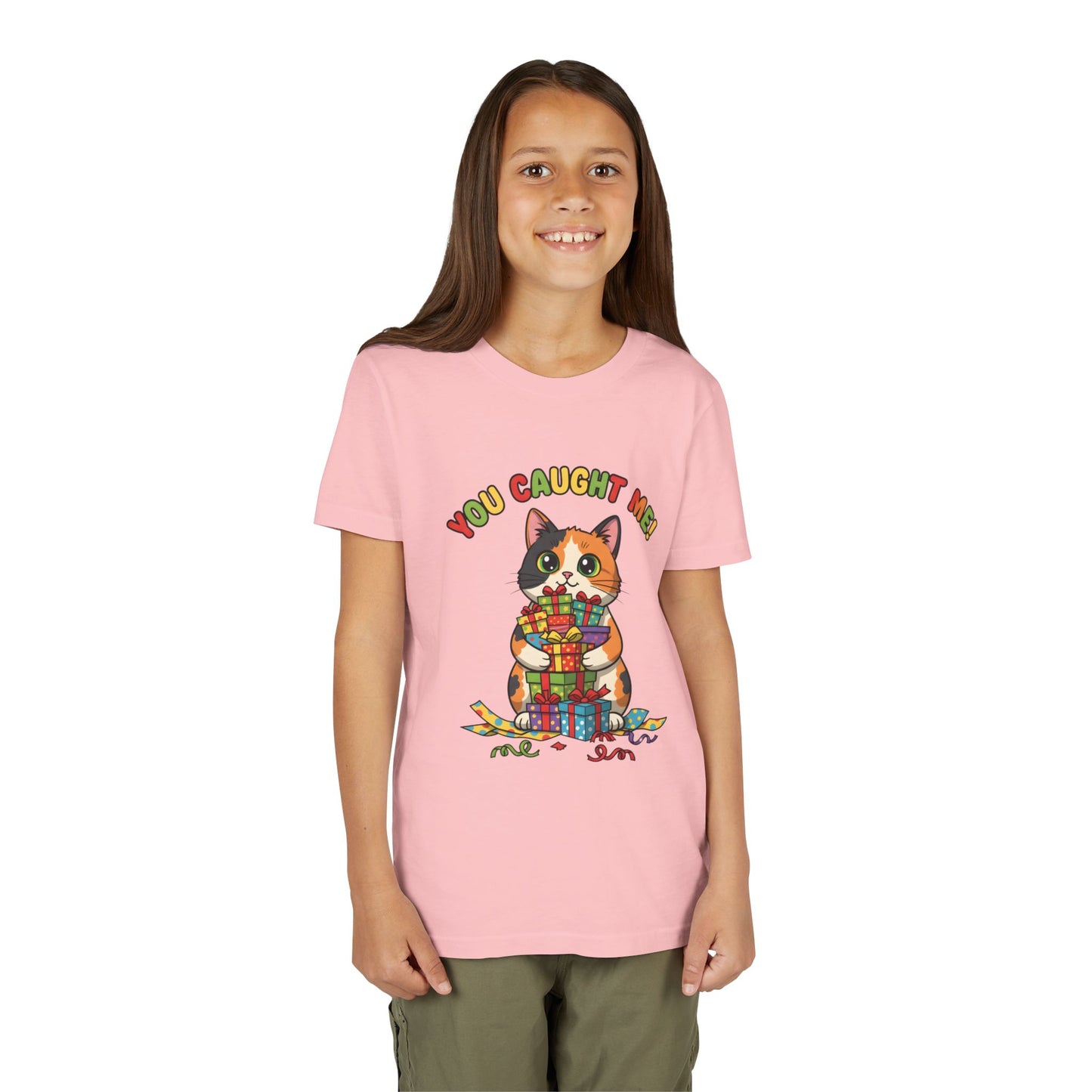 'You Caught Me' Design - Cat Themed Youth Short Sleeve Tee
