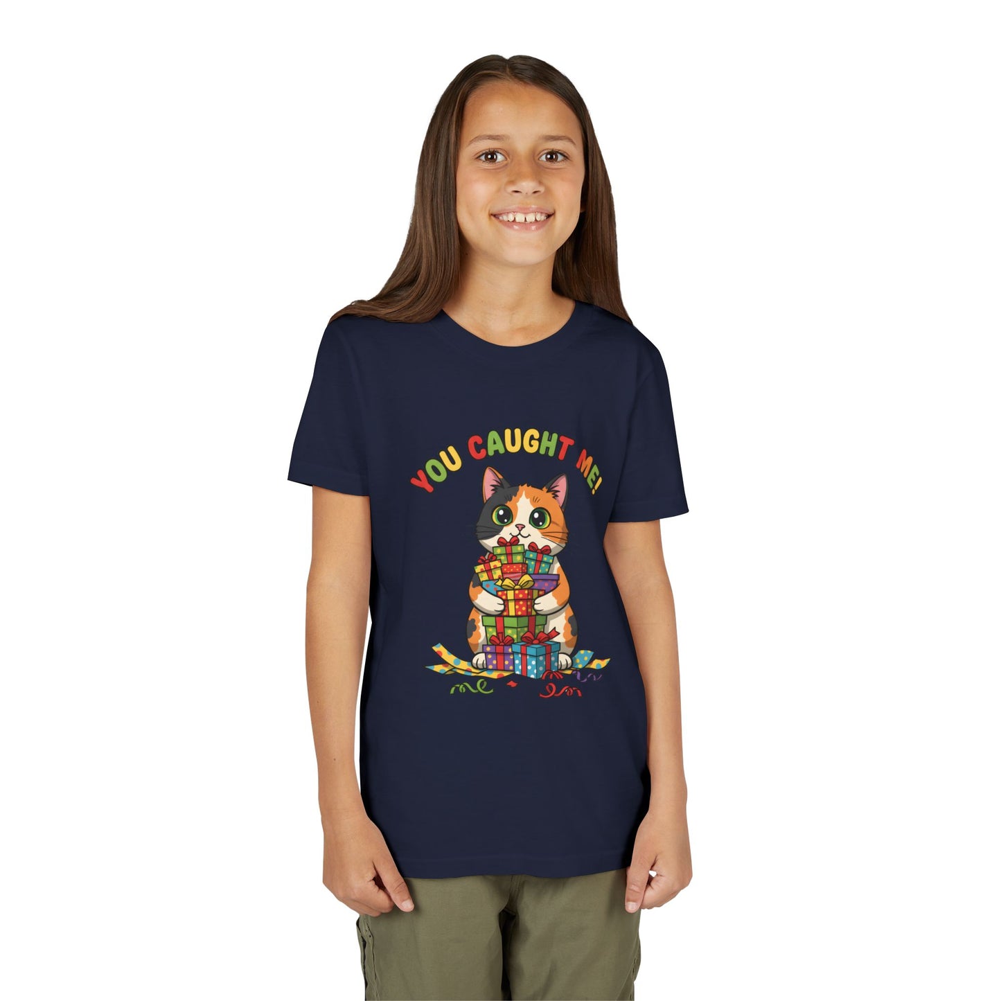 'You Caught Me' Design - Cat Themed Youth Short Sleeve Tee