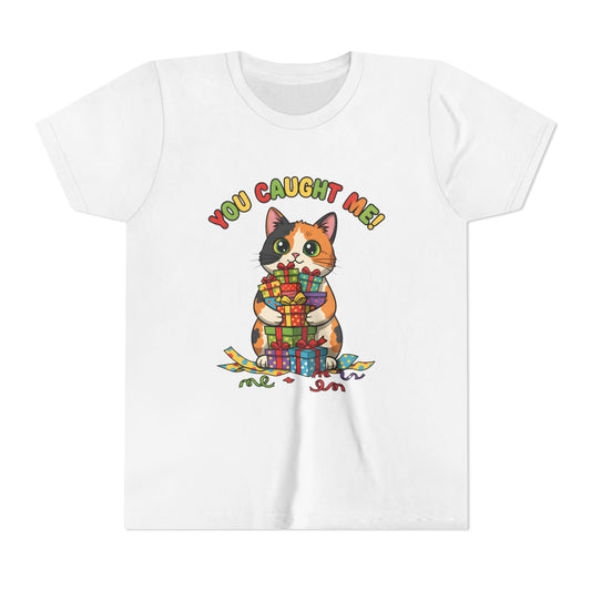 'You Caught Me' Design - Cat Themed Youth Short Sleeve Tee
