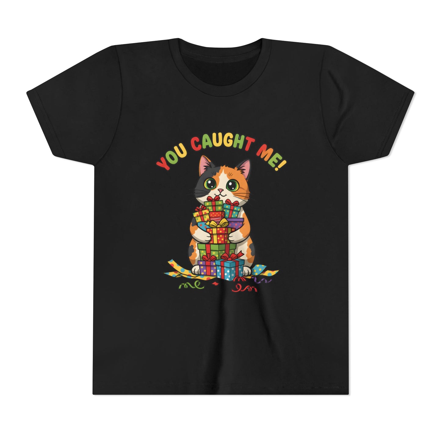 'You Caught Me' Design - Cat Themed Youth Short Sleeve Tee