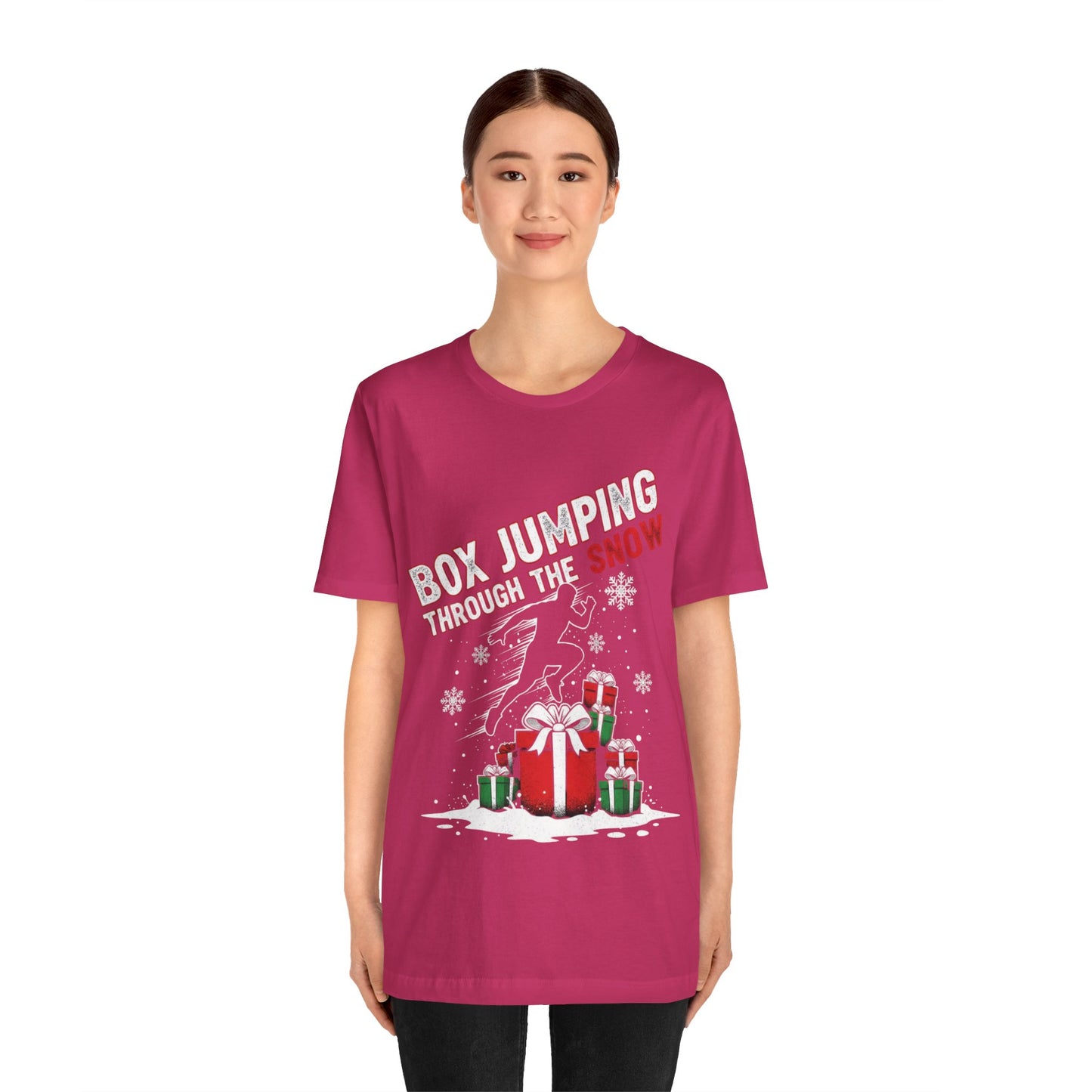 Box Jumping Through The Snow Christmas T-Shirt