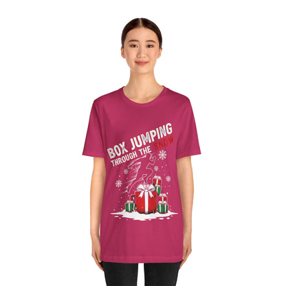 Box Jumping Through The Snow Christmas T-Shirt