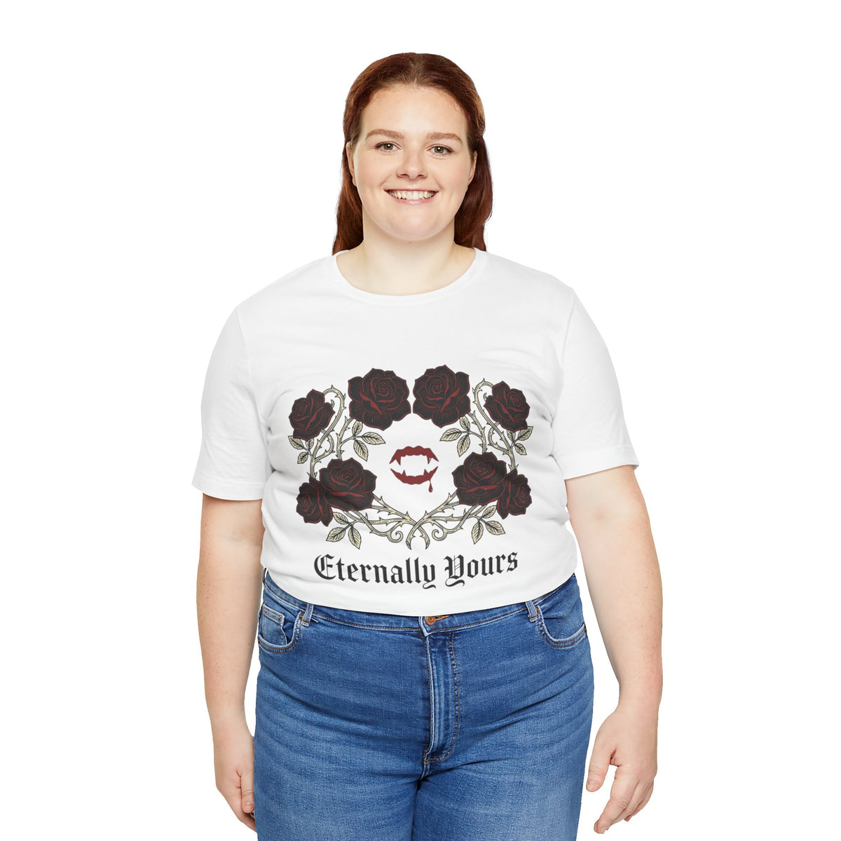 Eternally Yours Tee — Gothic Rose Vampire Bite Graphic Shirt