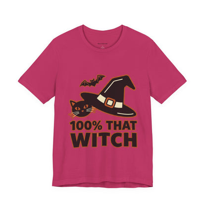 100% That Witch Halloween Cat Jersey Tee