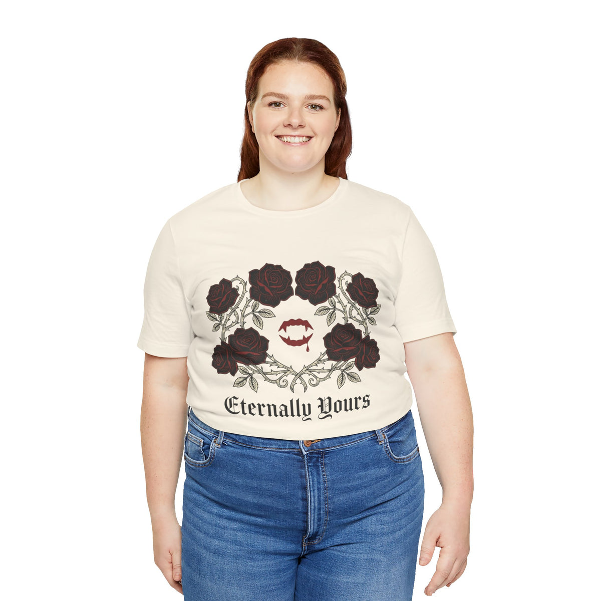 Eternally Yours Tee — Gothic Rose Vampire Bite Graphic Shirt