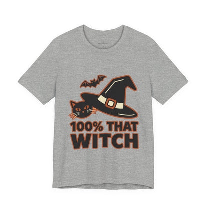 100% That Witch Halloween Cat Jersey Tee