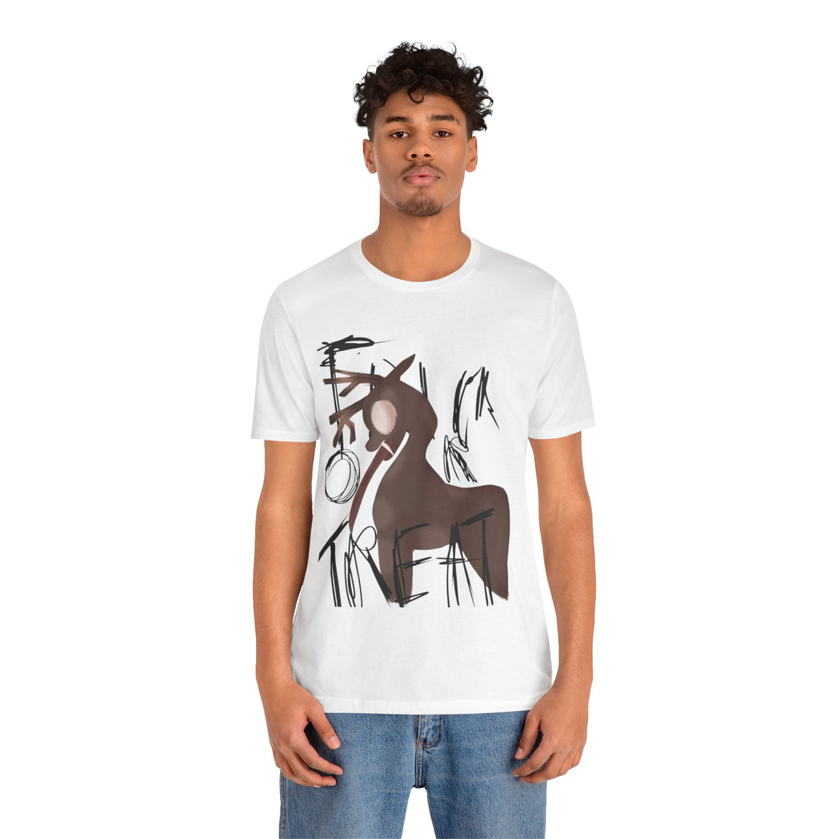 Horroristic Deer Silhouette Tee — Abstract 'Freak' Graphic Shirt