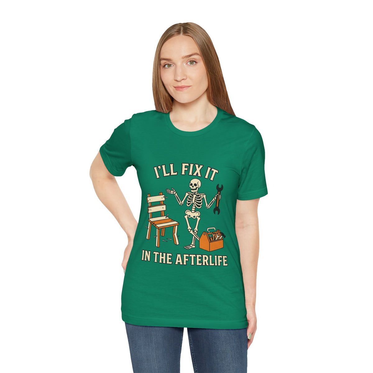 I’ll Fix It in the Afterlife Skeleton Mechanic T-Shirt