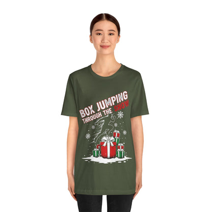 Box Jumping Through The Snow Christmas T-Shirt