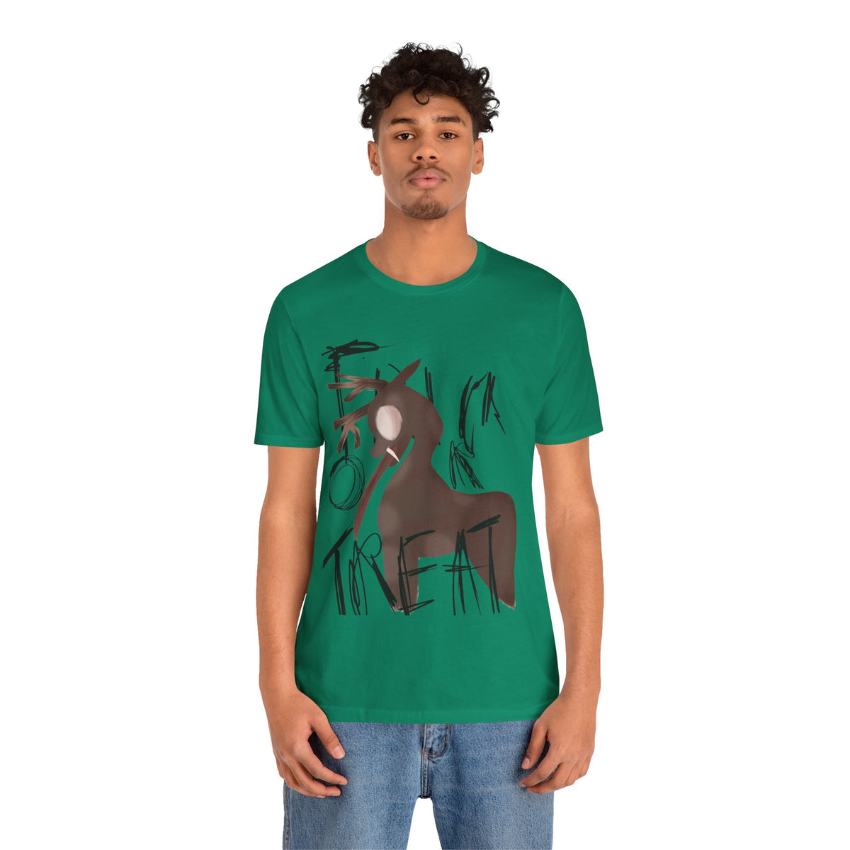 Horroristic Deer Silhouette Tee — Abstract 'Freak' Graphic Shirt