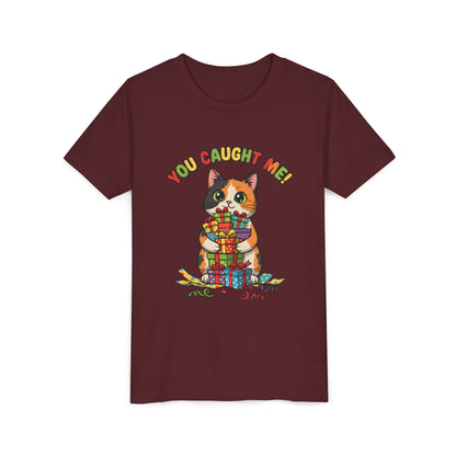 'You Caught Me' Design - Cat Themed Youth Short Sleeve Tee