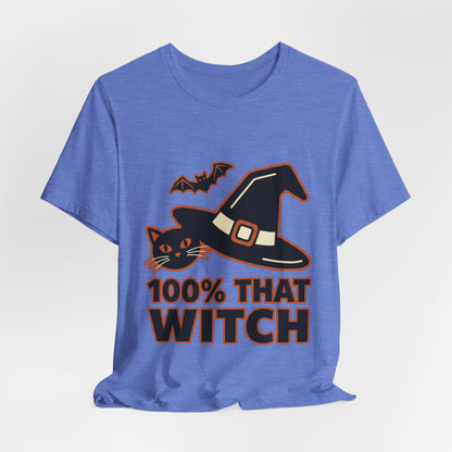 100% That Witch Halloween Cat Jersey Tee
