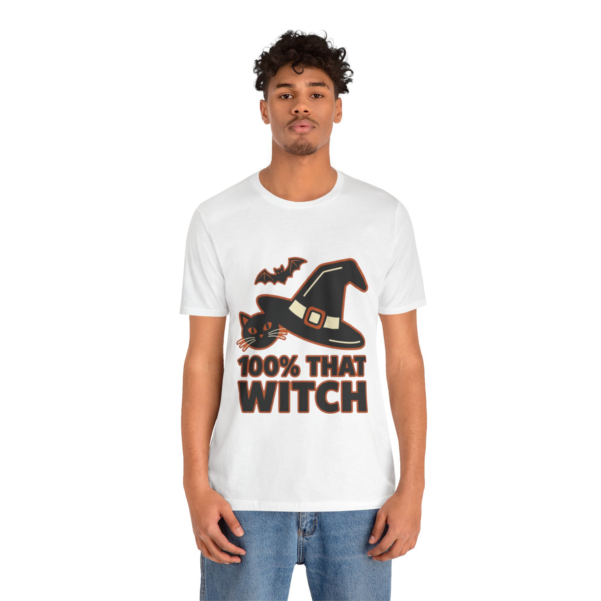 100% That Witch Halloween Cat Jersey Tee