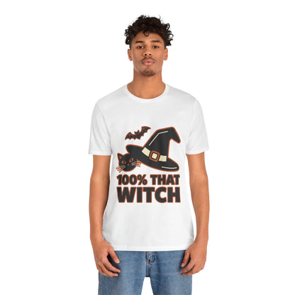 100% That Witch Halloween Cat Jersey Tee