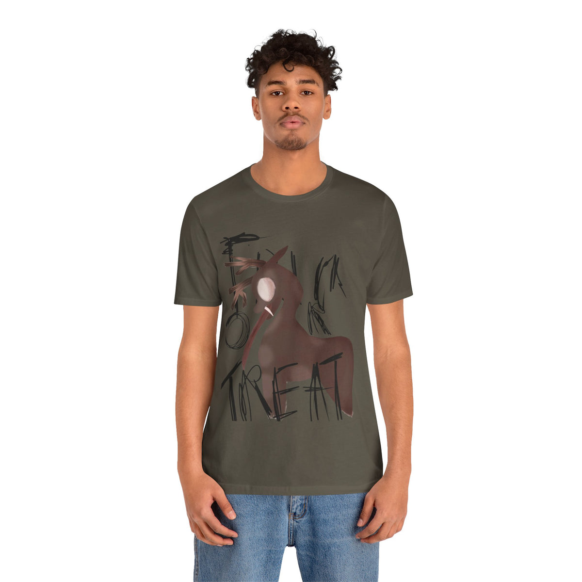 Horroristic Deer Silhouette Tee — Abstract 'Freak' Graphic Shirt