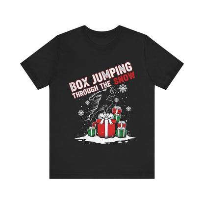 Box Jumping Through The Snow Christmas T-Shirt