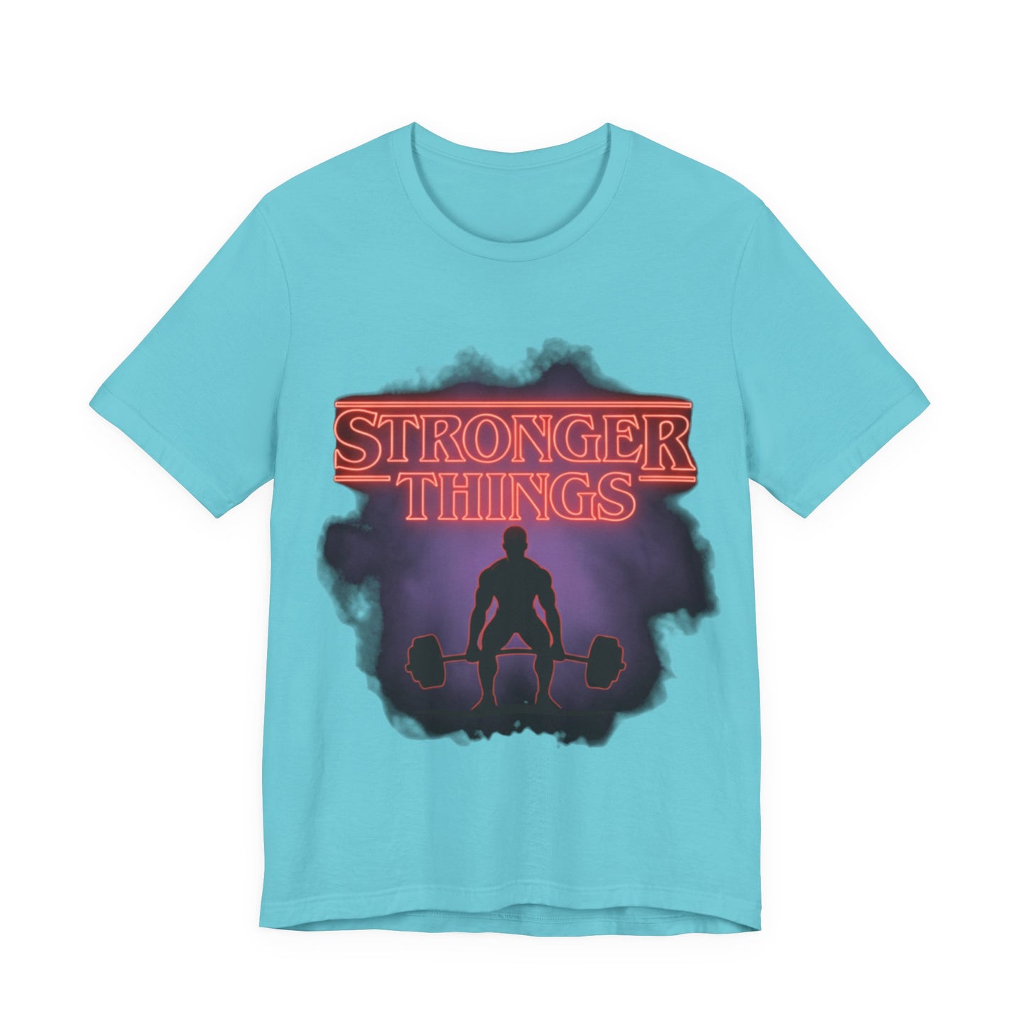 Stronger Things Weightlifting Tee — Retro Gym Silhouette Shirt