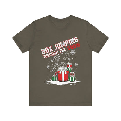 Box Jumping Through The Snow Christmas T-Shirt