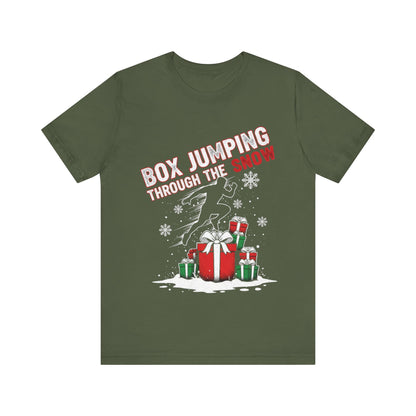 Box Jumping Through The Snow Christmas T-Shirt