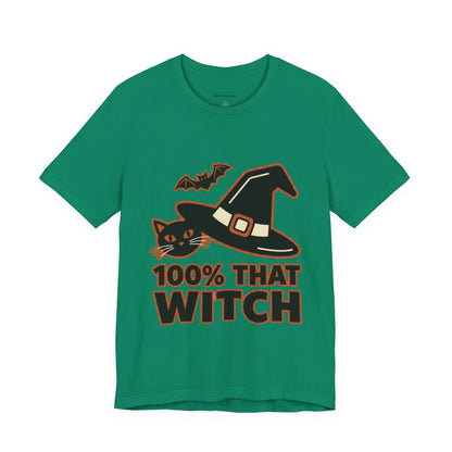 100% That Witch Halloween Cat Jersey Tee