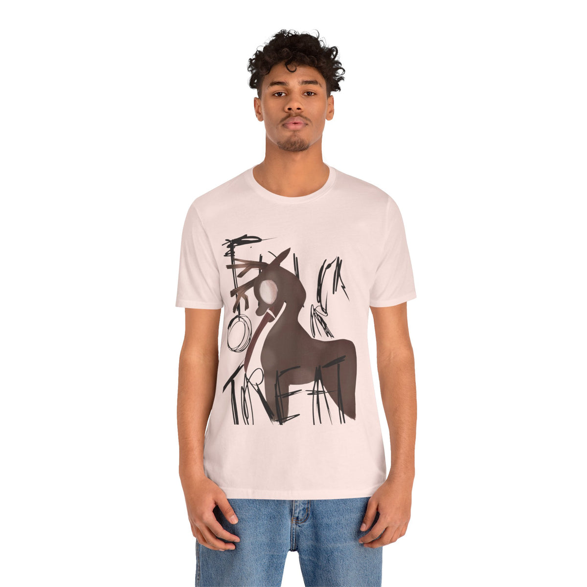 Horroristic Deer Silhouette Tee — Abstract 'Freak' Graphic Shirt