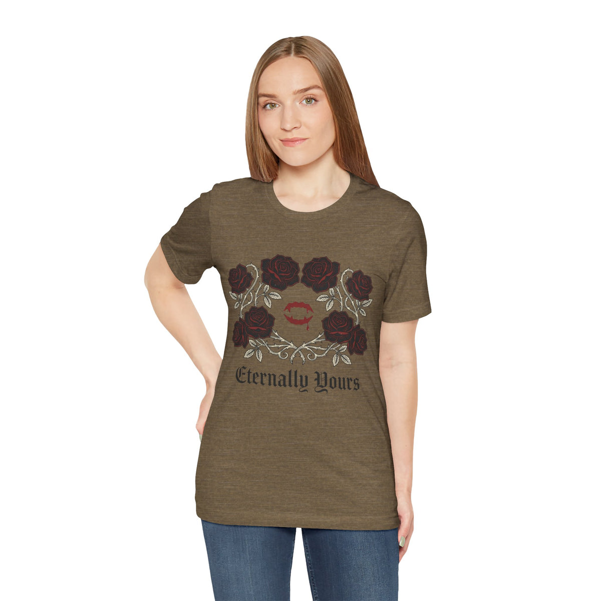 Eternally Yours Tee — Gothic Rose Vampire Bite Graphic Shirt