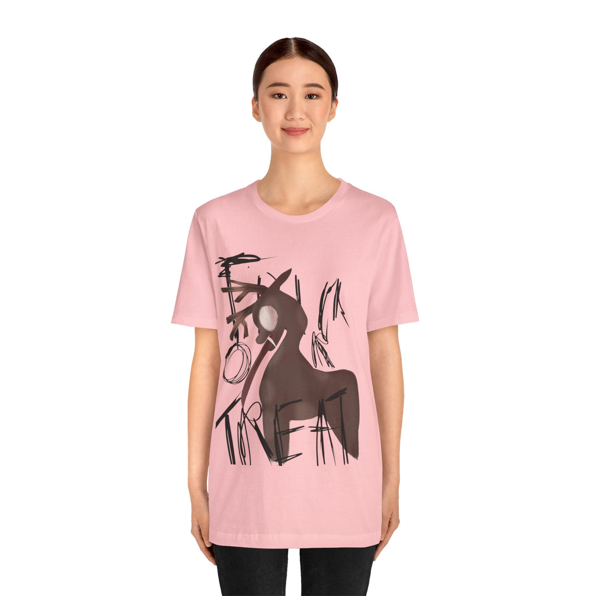 Horroristic Deer Silhouette Tee — Abstract 'Freak' Graphic Shirt