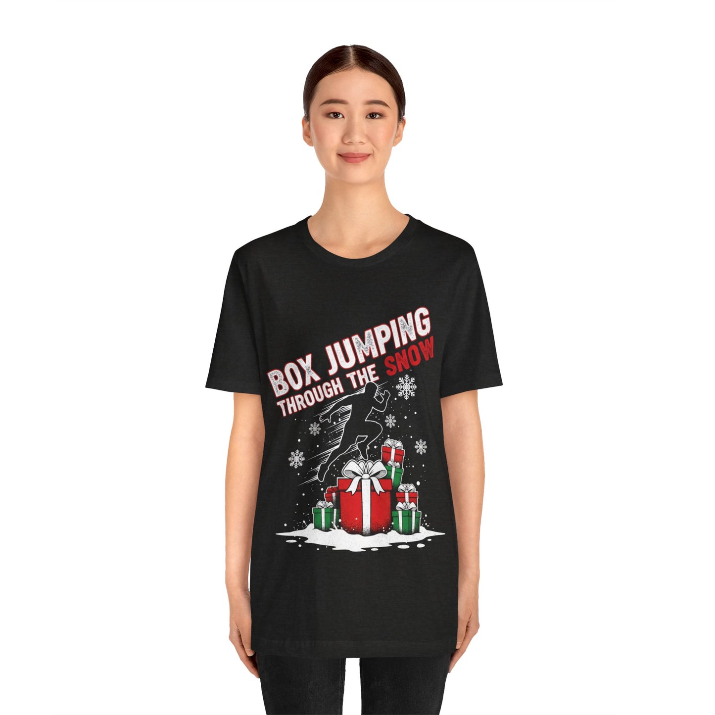 Box Jumping Through The Snow Christmas T-Shirt