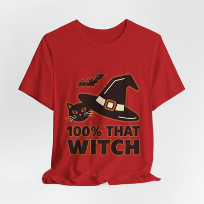100% That Witch Halloween Cat Jersey Tee