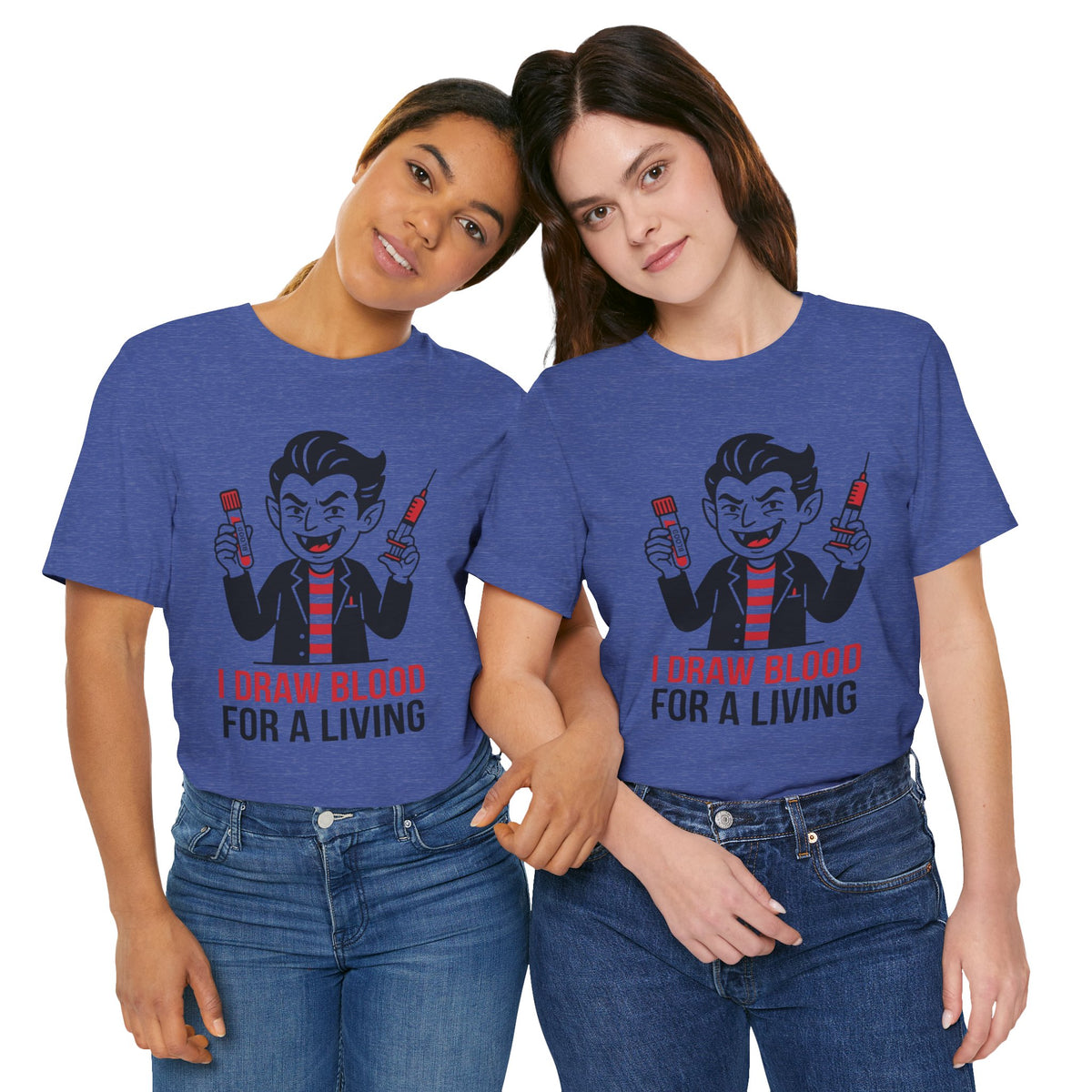 Phlebotomy T-Shirt – "I Draw Blood for a Living" Funny Vampire Nurse Halloween Tee