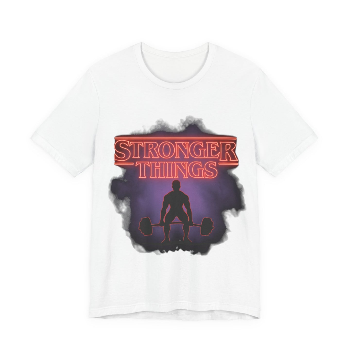 Stronger Things Weightlifting Tee — Retro Gym Silhouette Shirt