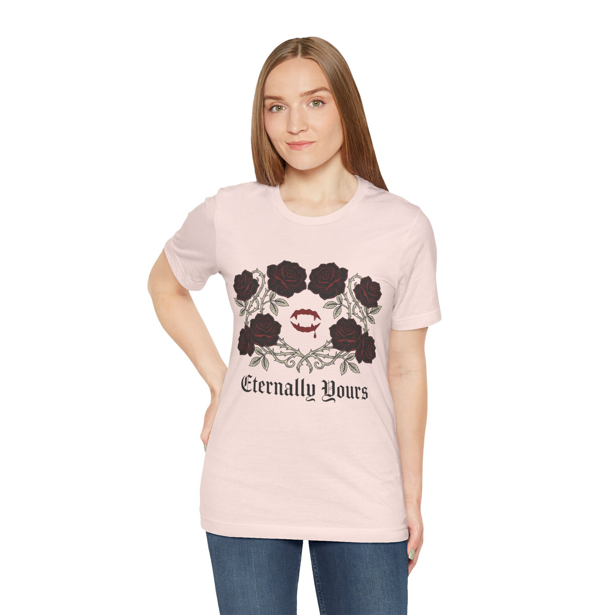 Eternally Yours Tee — Gothic Rose Vampire Bite Graphic Shirt