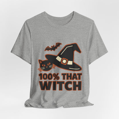 100% That Witch Halloween Cat Jersey Tee