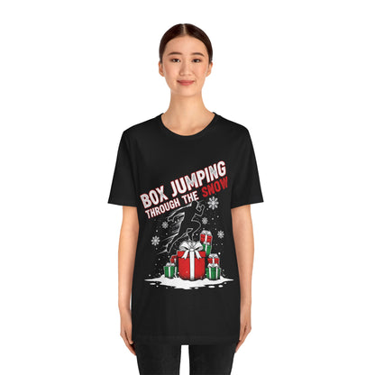 Box Jumping Through The Snow Christmas T-Shirt